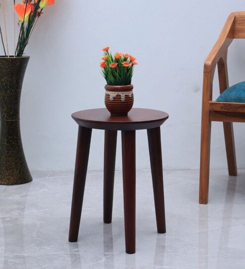 Oasis Teak Wood End Table In Brown Colour