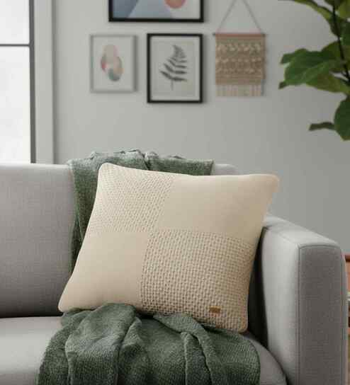Oat 100% Cotton Kelly Fusion 18X18 Inches Knitted Cushion Cover