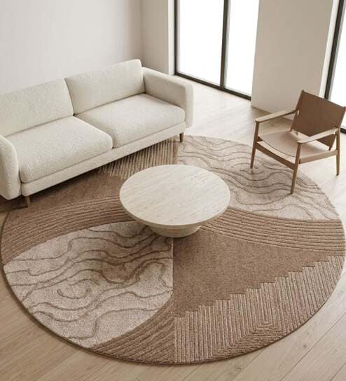 Oatmeal Beige Natural Wool 6 X 6 Feet Square Carpet-image-10