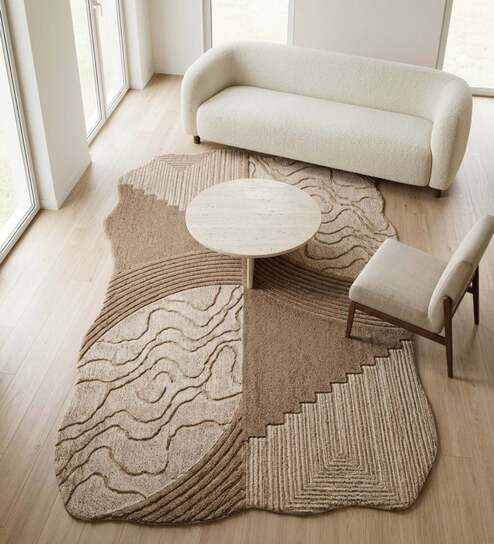 Oatmeal Beige Natural Wool 9 X 6 Feet Rectangle Carpet-image-12