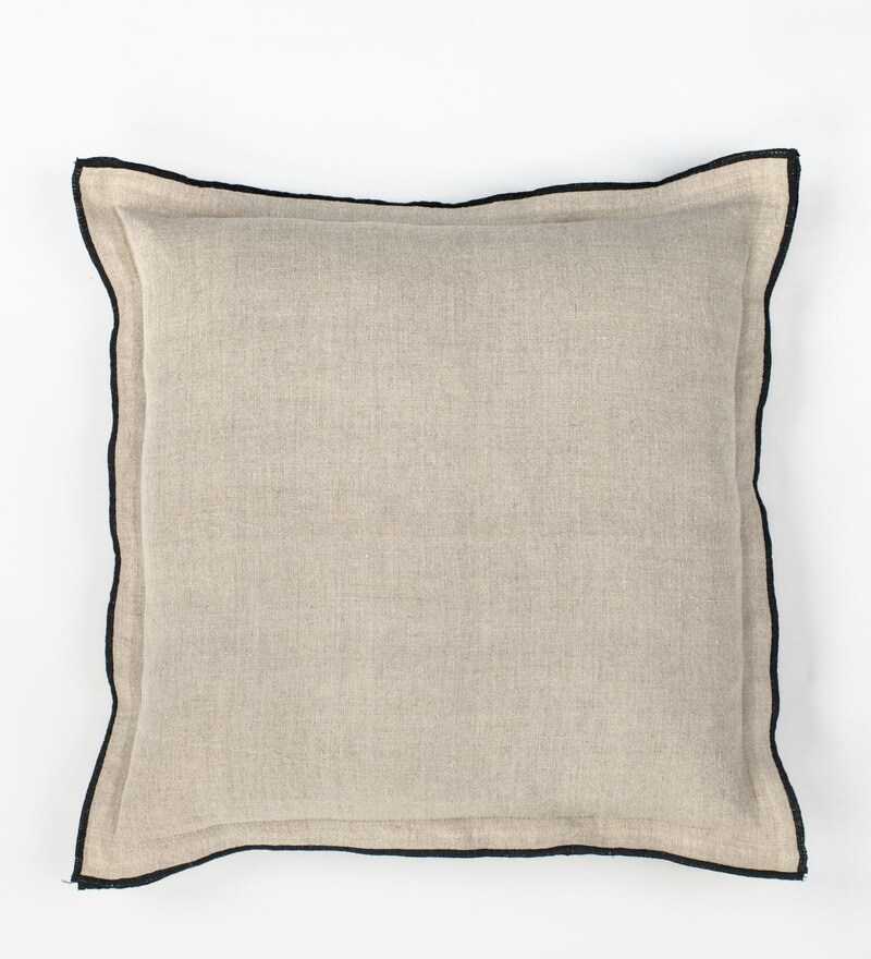 Buy Oatmeal Solid Linen 16 X 16 Inches 1 Cusion Cover By Live Linen
