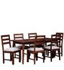 Oakland Sheesham Wood 6 Seater Dining Set in American Walnut Finish
