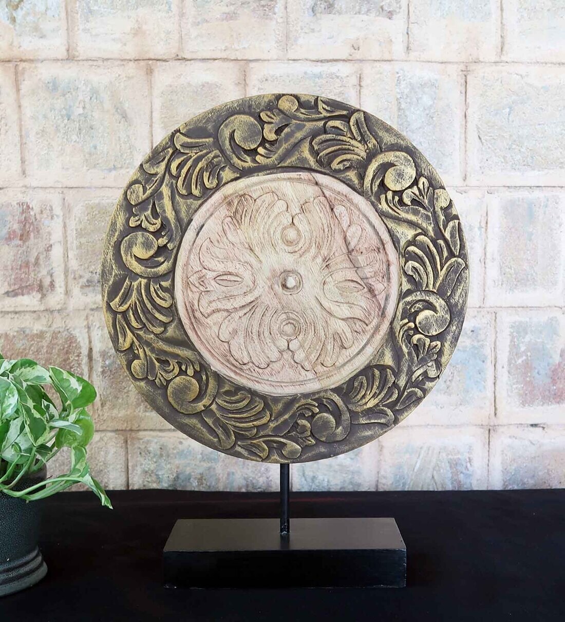 Buy Object Disc Small Mango Wood & Iron Table Accent Piece at 17 OFF
