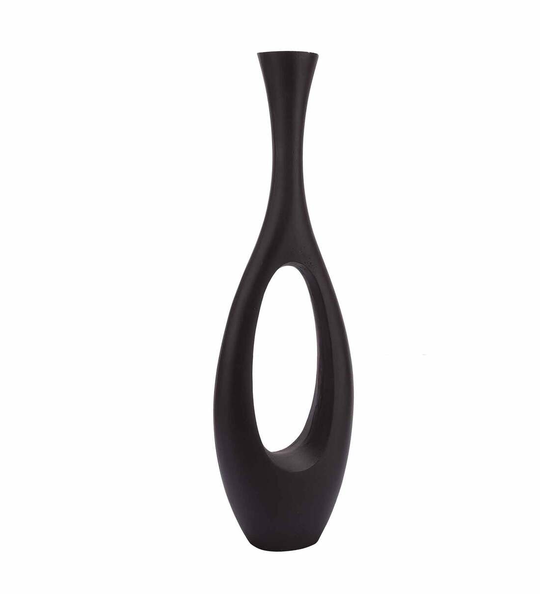 Buy Oblong Raw Black Finish (Large) Aluminium Floor Vase by Decor de Maison