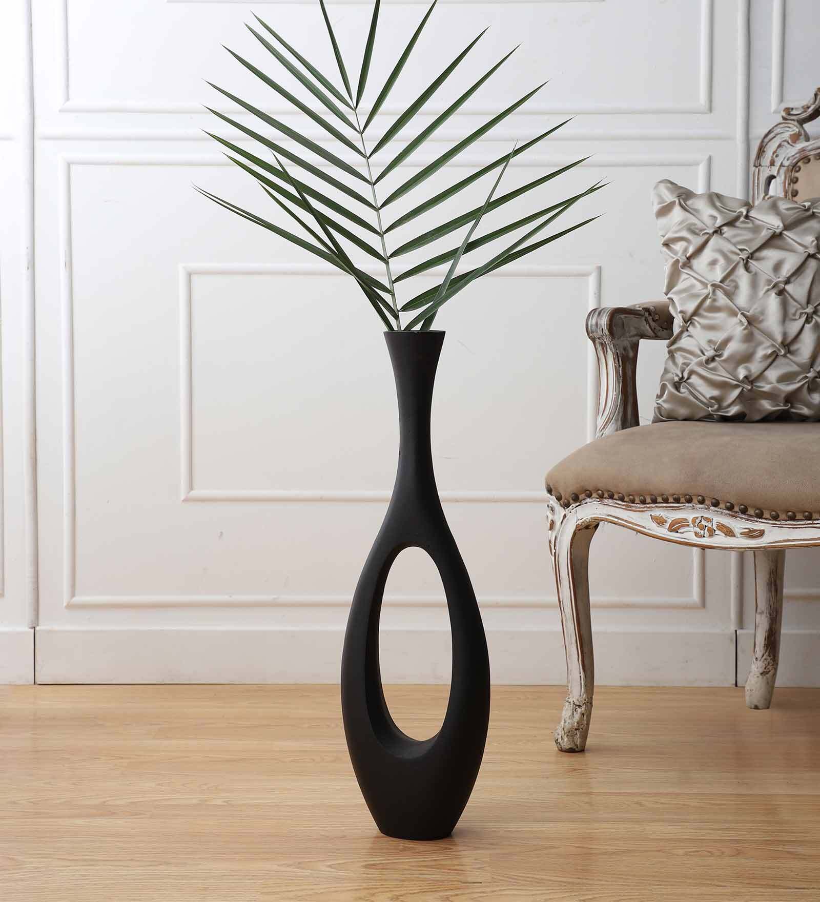 Oblong Raw Black Finish (Large) Aluminium Floor Vase