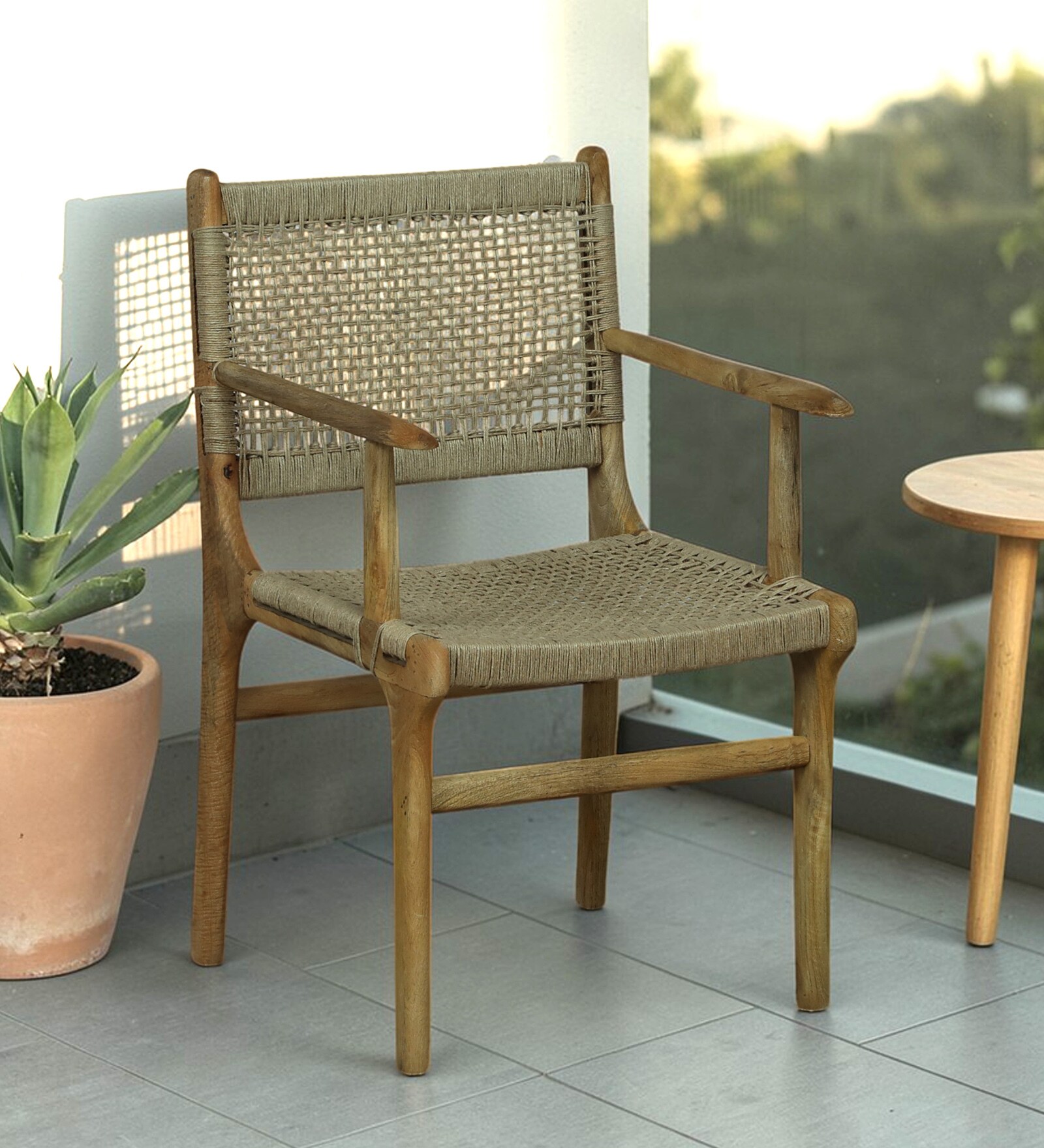 Obrovac Mango Wood Arm Chair In Natural Finish