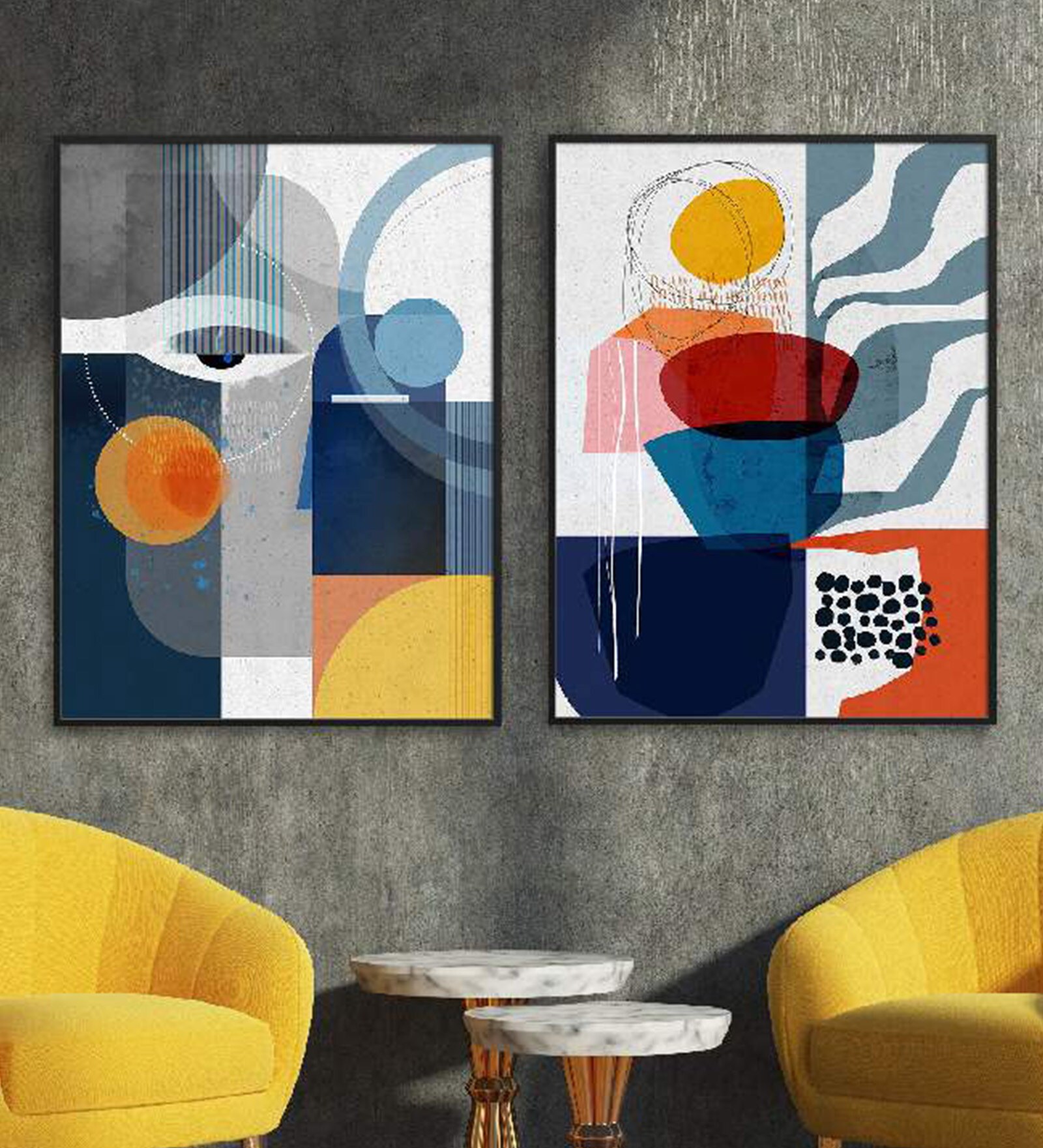 Obsidian Plant Multicolor Canvas Framed Art Print Set of 2