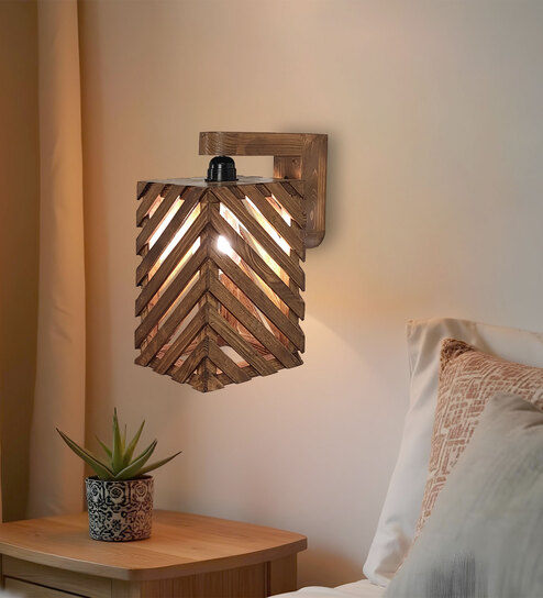 Oblique Brown Solid Wood Wall Sconces by Symplify-image-48