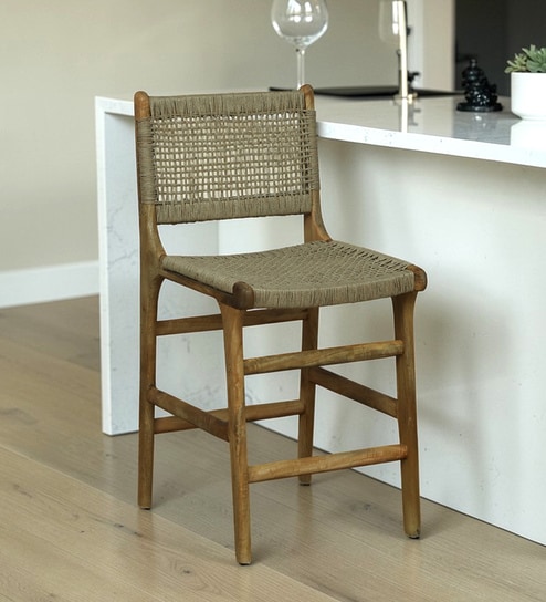 Obrovac Mango Wood Bar Chair In Natural Finish