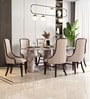 Oberon Marble Top 6 Seater Dining Set In Brown Colour