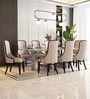 Oberon Marble Top 8 Seater Dining Set In Brown Colour