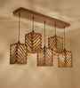 Oblique 5 Lights Brown Solid Wood Linear Chandelier Cluster Hanging Light