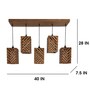 Oblique 5 Lights Brown Solid Wood Linear Chandelier Cluster Hanging Light