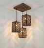 Oblique Brown Solid Wood Cluster Hanging Light