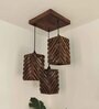 Oblique Brown Solid Wood Cluster Hanging Light