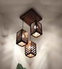 Oblique Brown Solid Wood Cluster Hanging Light