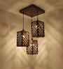 Oblique Brown Solid Wood Cluster Hanging Light