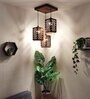 Oblique Brown Solid Wood Cluster Hanging Light