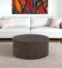Obsidian Crest Sculpted Monolithic Grandeur Matte Finish Coffee Table in Brown Colour