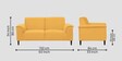 Ocean Velvet 2 Seater Sofa in Turmeric Yellow Color