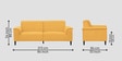 Ocean Velvet 3 Seater Sofa in Turmeric Yellow Color