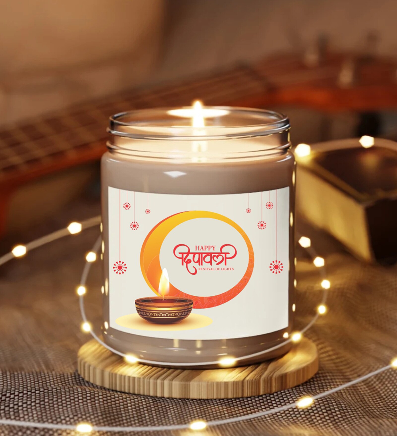 Ocean Breeze Scented Diwali Festive 6Oz Glass Jar Candle