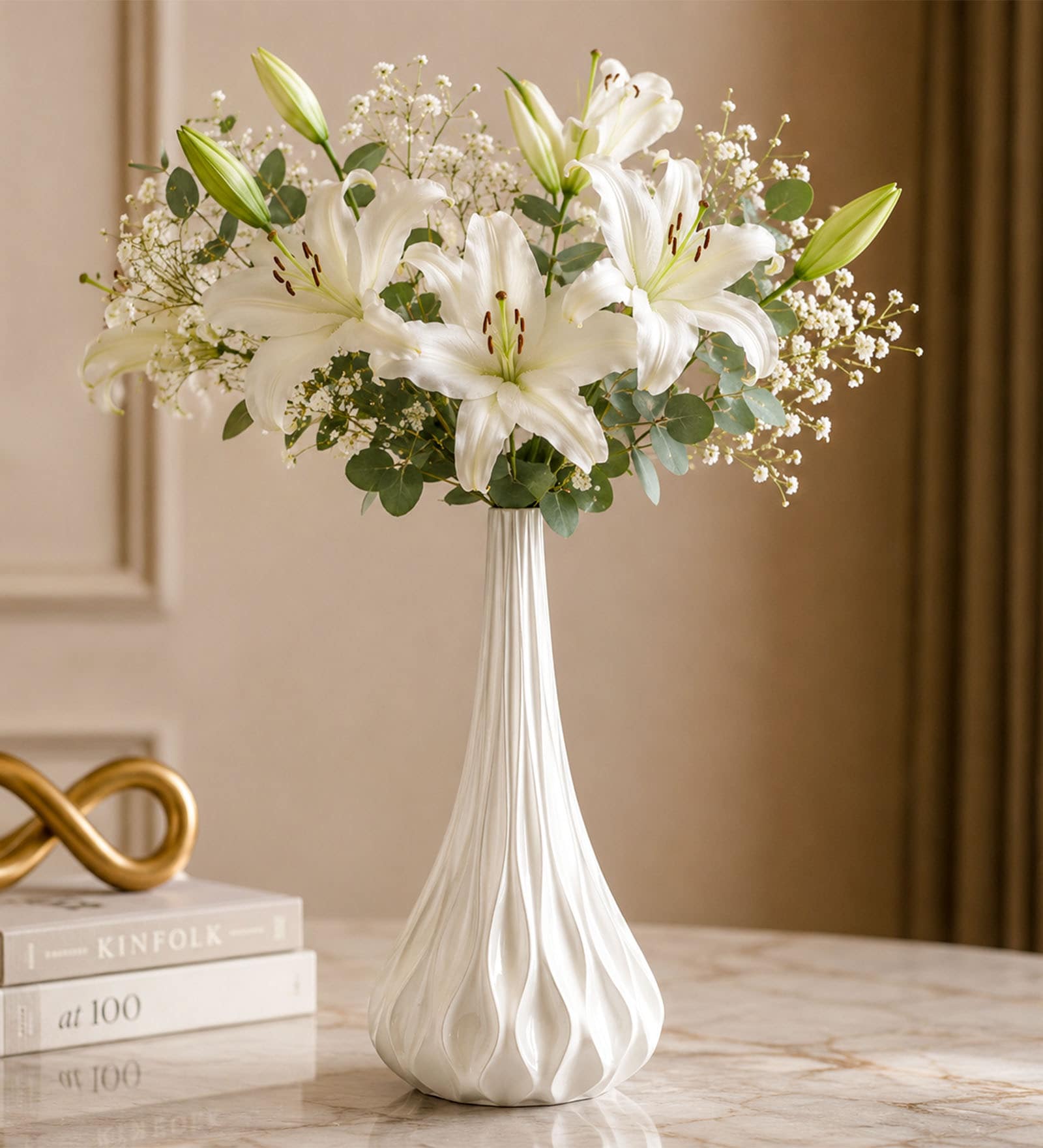 White Ocean Wave Big Vase