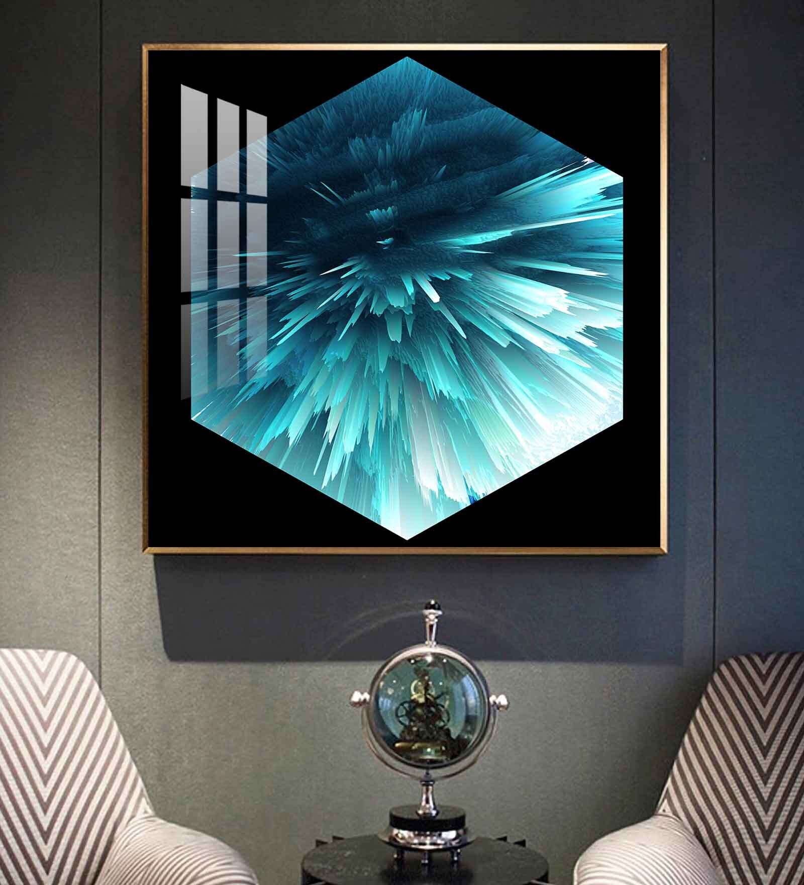 Oceanic Abstraction Glass Finish Square Wall Art