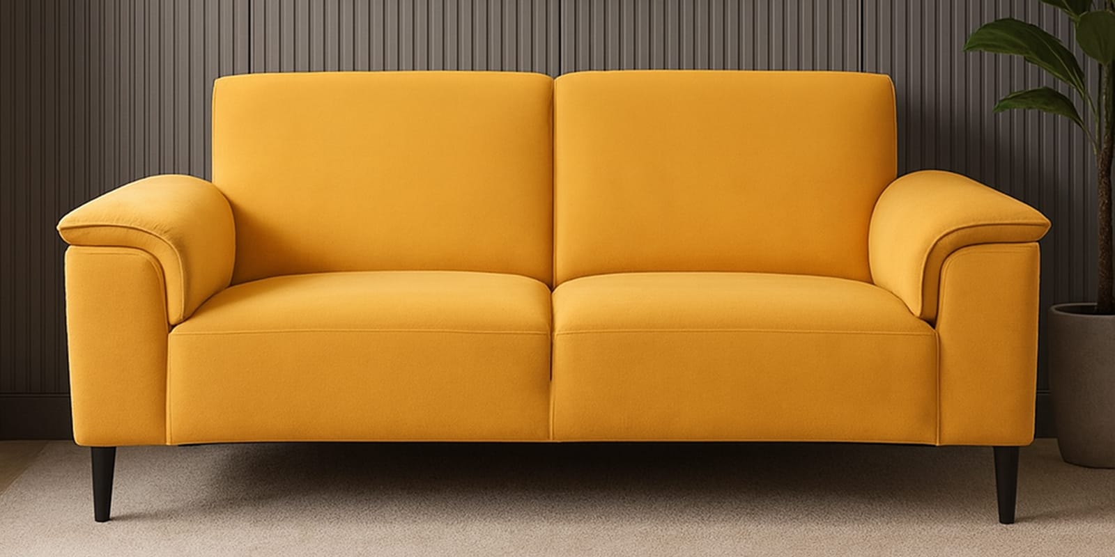 Ocean Velvet 2 Seater Sofa in Turmeric Yellow Color
