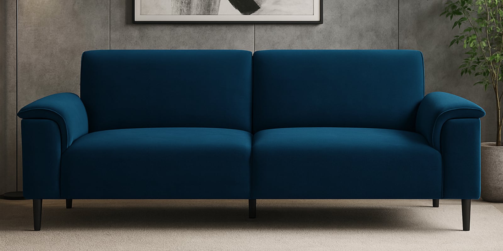 Ocean Velvet 3 Seater Sofa in Azure Blue Color