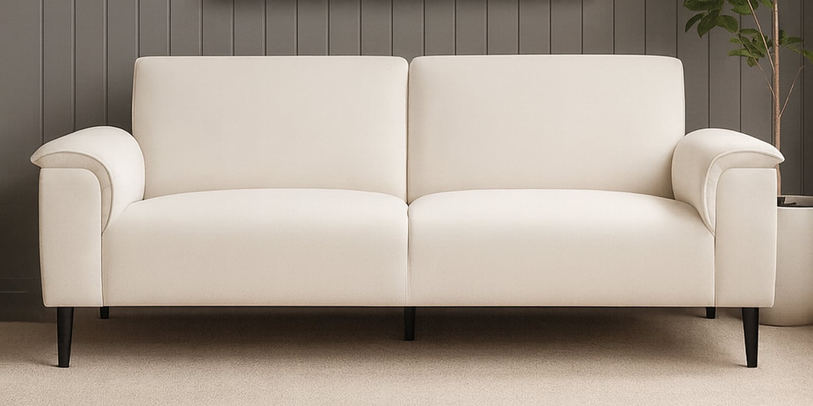 Ocean Velvet 3 Seater Sofa in Warm White Color