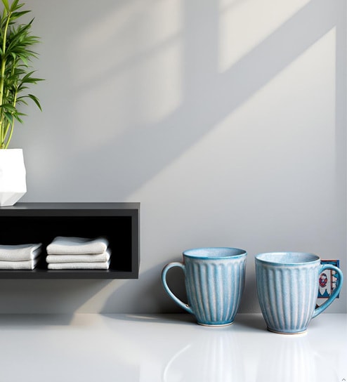 Ocean Mist Coffee Mug Set of 2 (350 ML Each) Microwave Safe Coffee Mugs