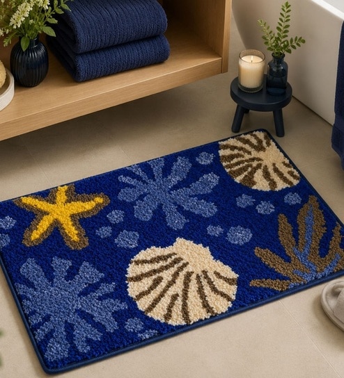 Blue Ocean Theme Non-Slip Bath Mat (40x60 CM)