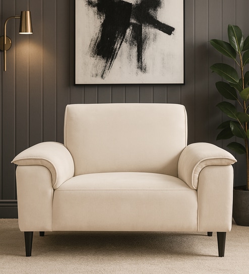 Ocean Velvet 1 Seater Sofa in Camel Beige Color
