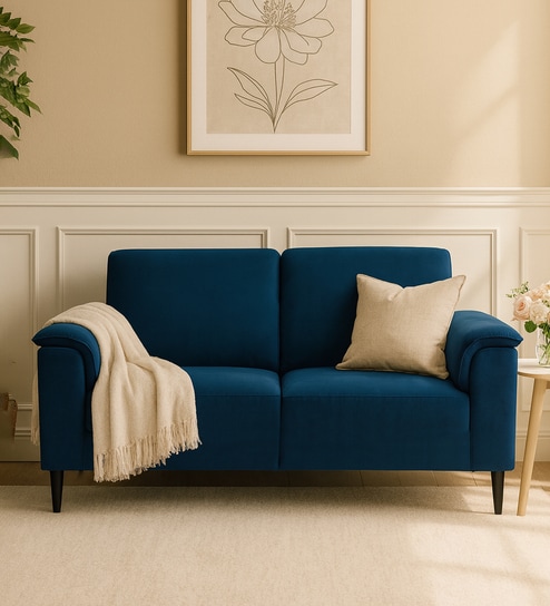 Ocean Velvet 2 Seater Sofa in Azure Blue Color