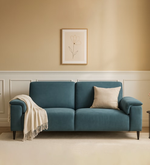 Ocean Velvet 2 Seater Sofa in Oxford Blue Color