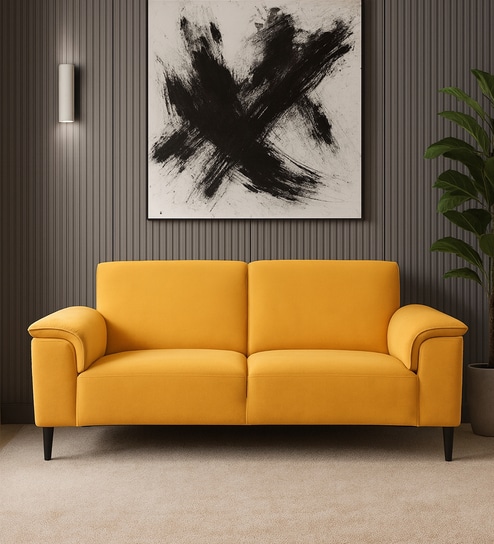 Ocean Velvet 2 Seater Sofa in Turmeric Yellow Color