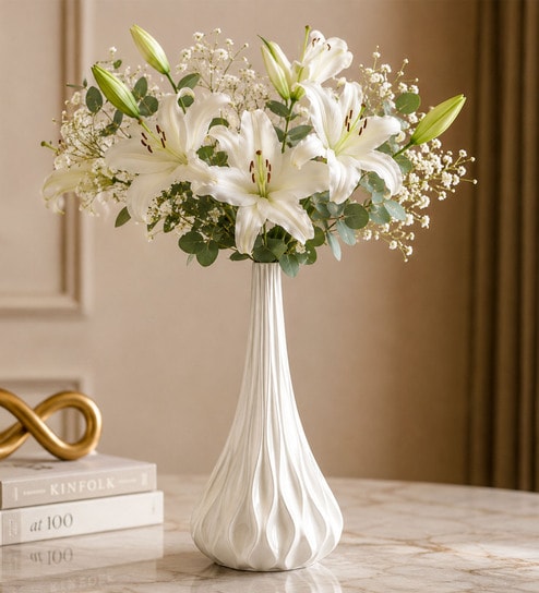 home4u White Ocean Wave Big Vase-picture-28