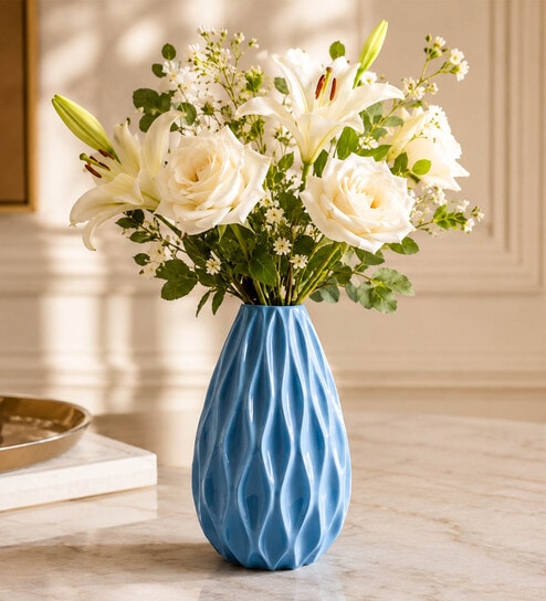 home4u Pastel Blue Ocean Wave Small Vase-picture-18