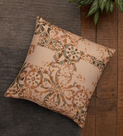 Grey Traditional Poly Canvas 16 x 16 Inch Cushion Cover by Zeba