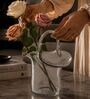 Ocean Blue Glass Handle Bloom bucket vase