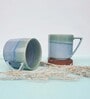 Ocean Waves 350ml Blue Ceramic (Set of 2) Coffee Mug