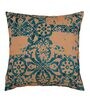 Ocher Blue Traditional Poly Canvas 16 x 16 Inches Cushion Cover