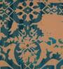 Ocher Blue Traditional Poly Canvas 16 x 16 Inches Cushion Cover