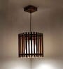 Octa Beige & Brown Solid Wood Single Hanging Light