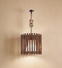 Octa Beige & Brown Solid Wood Single Hanging Light