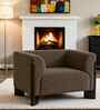 Octavia Boucle Fabric Lounge Chair In  Brown Colour