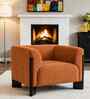 Octavia Boucle Fabric Lounge Chair In Orange Colour