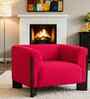 Octavia Boucle Fabric Lounge Chair In Red Colour