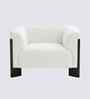 Octavia Boucle Fabric Lounge Chair In White Colour